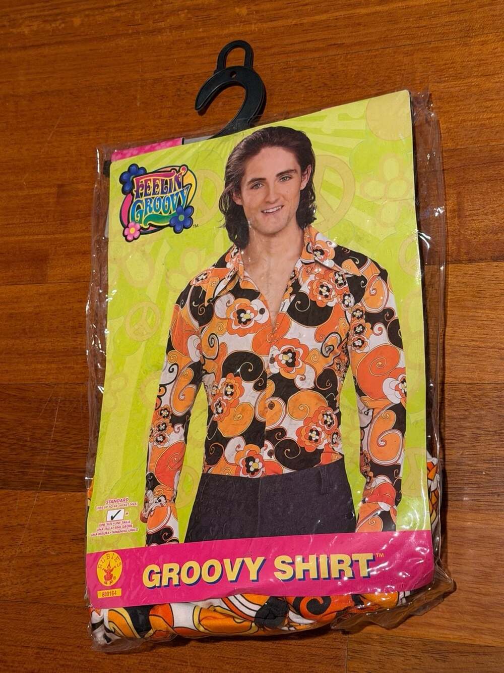 Rubie's Feelin Groovy Orange Black Retro Flower Disco Shirt Costume One Size OS